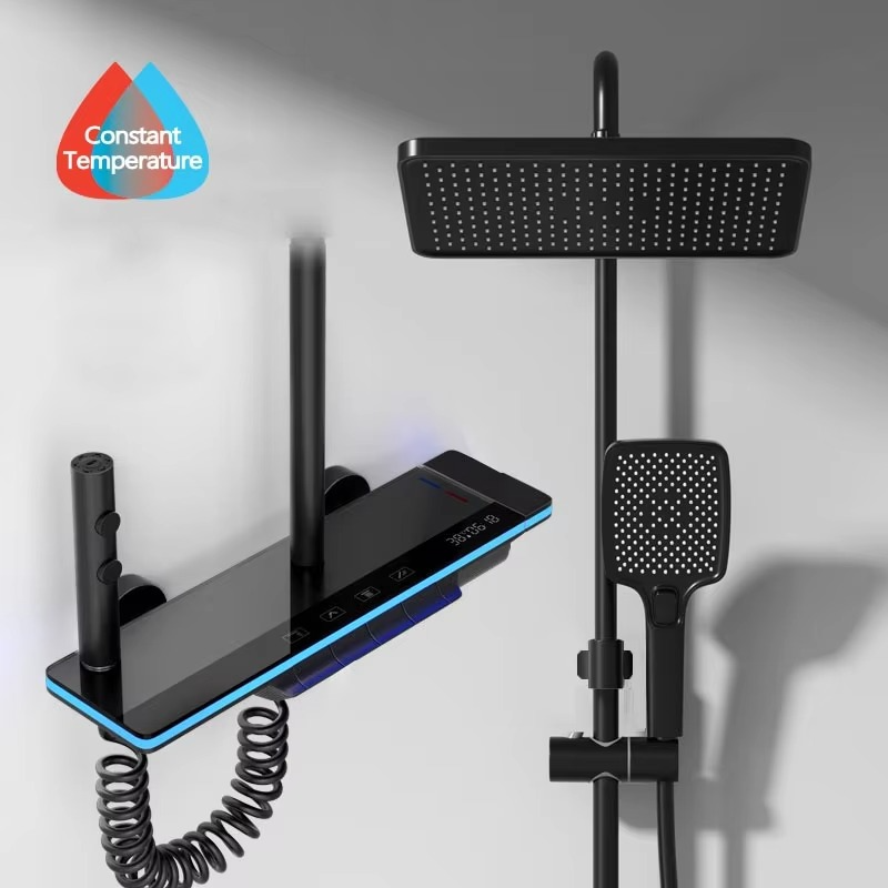 Magazaw luxury shower system with lights featuring modern design and constant temperature control