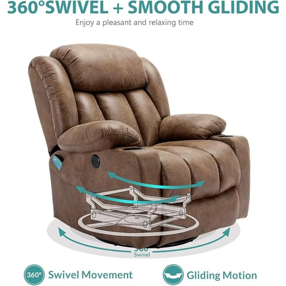 Magazaw massage swivel rocker recliner with 360 degree swivel and smooth gliding motion for ultimate relaxation