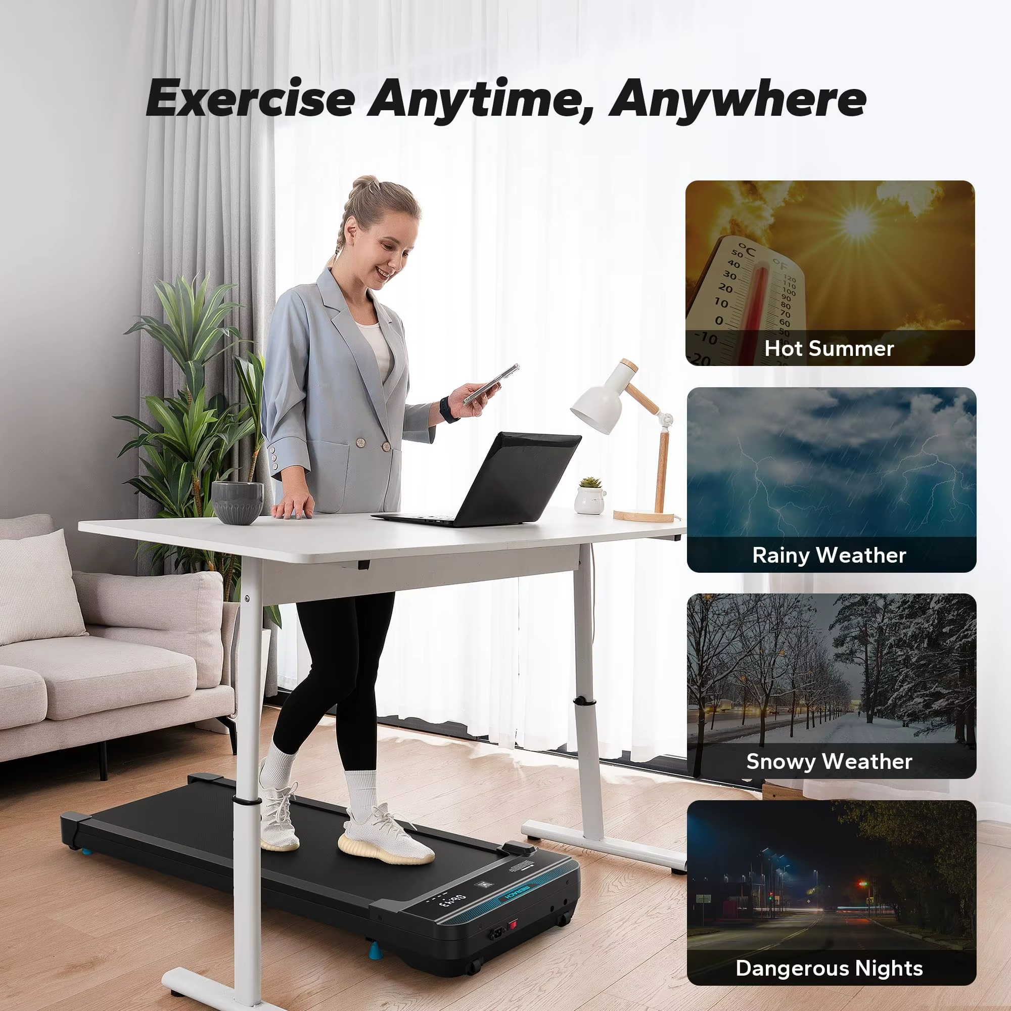 Magazaw 2-in-1 treadmill for home with desk setup for versatile indoor exercise