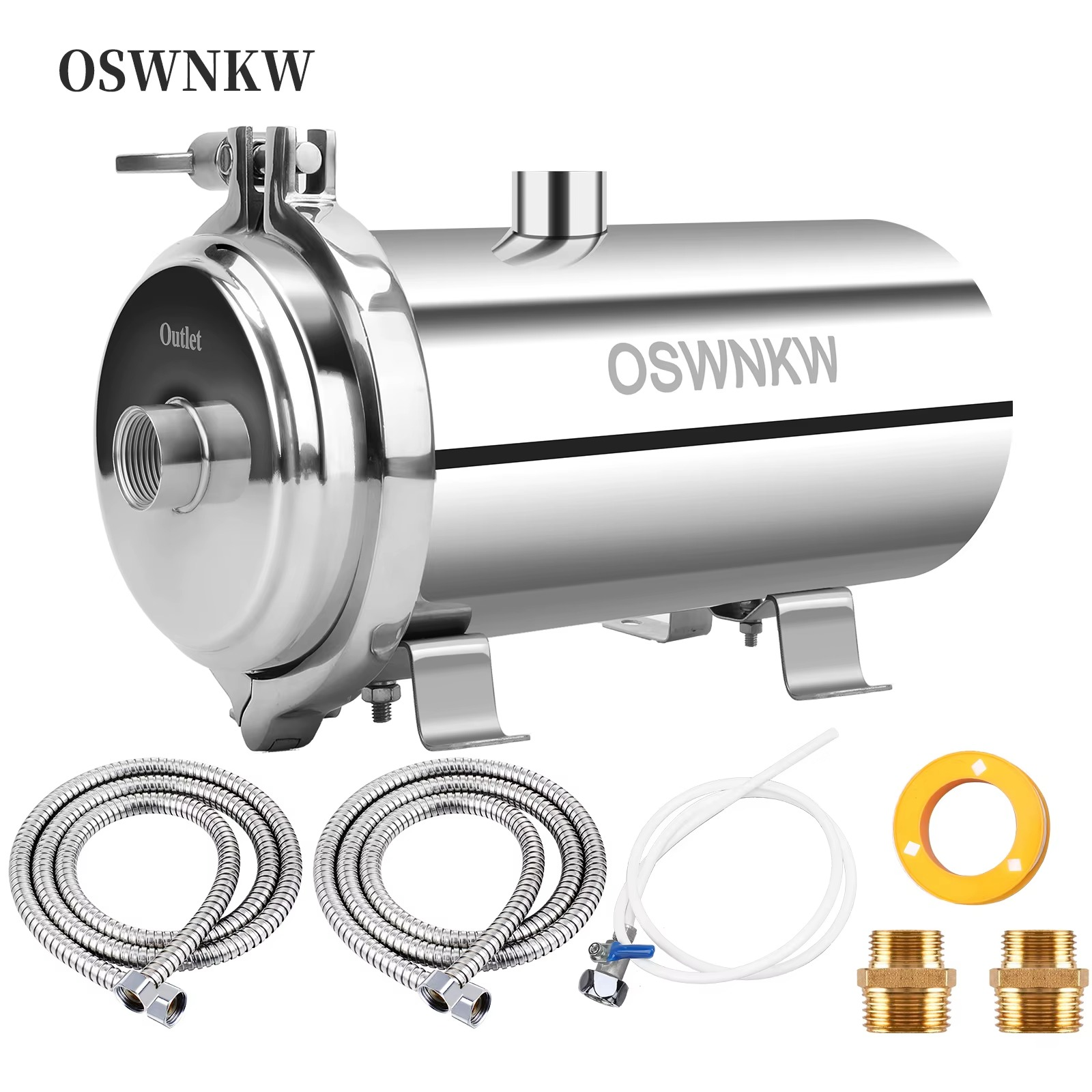 Magazaw whole house water purifier system in stainless steel with installation accessories