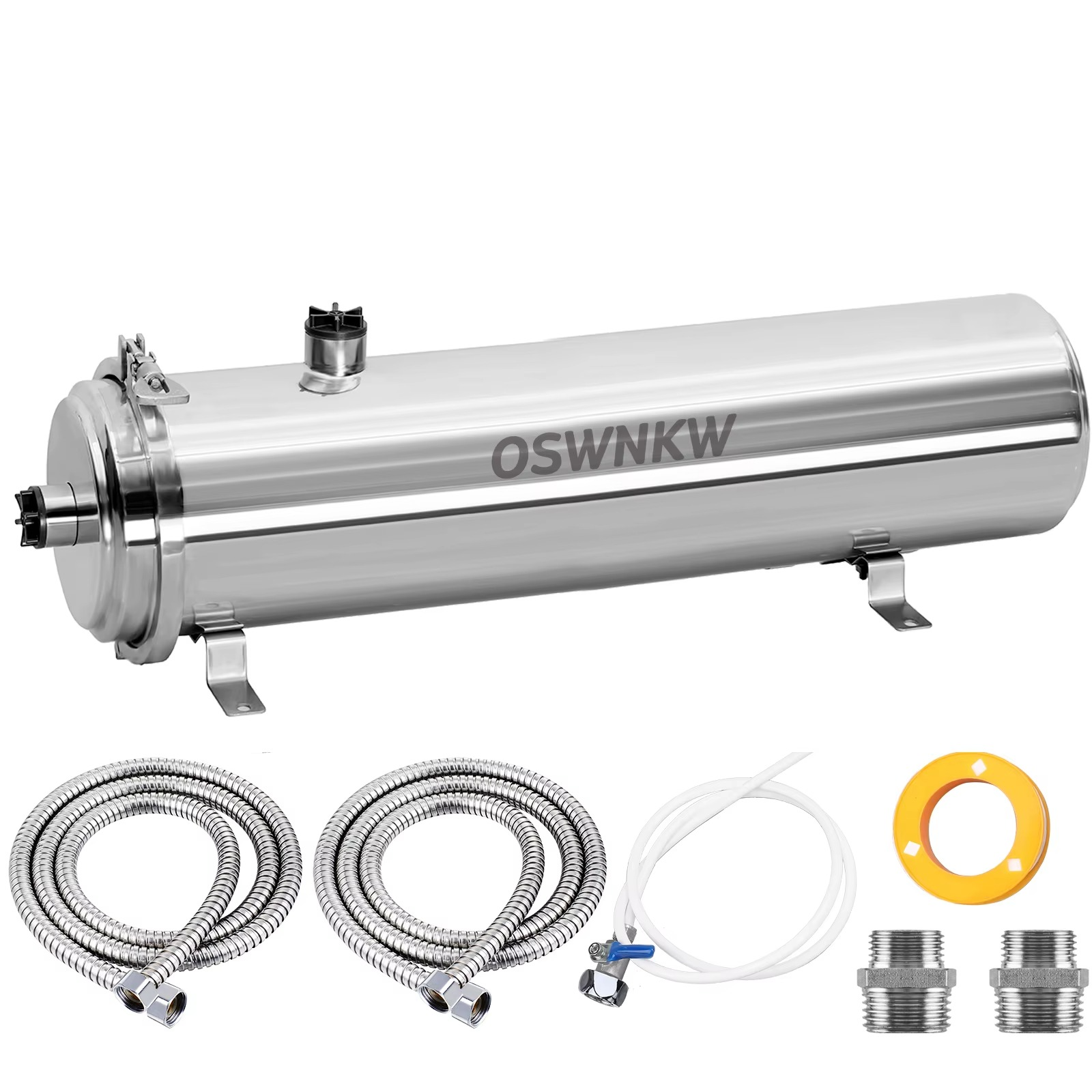 Magazaw whole house water purifier with stainless steel design and included installation accessories