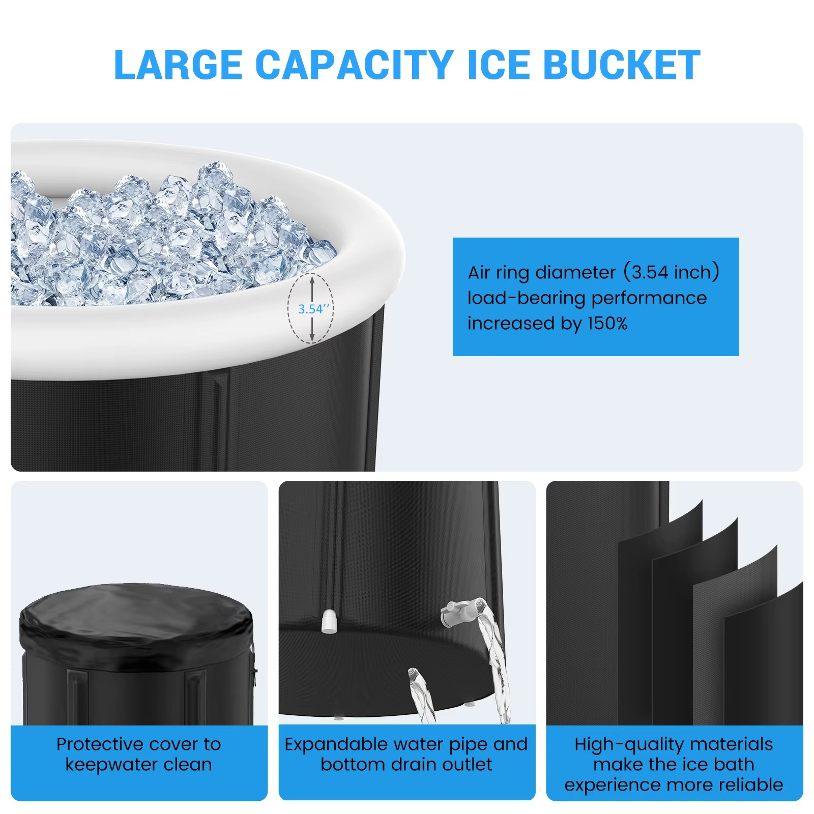 Magazaw portable ice bath for athletes with large capacity ice bucket and protective cover for cleanliness