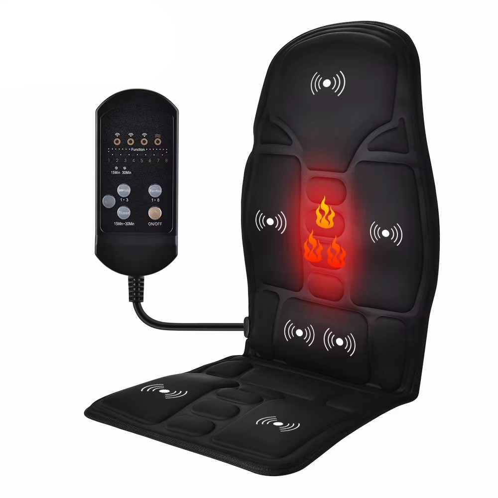 Magazaw portable vibrating massage chair pad with heat settings and remote control for relaxation