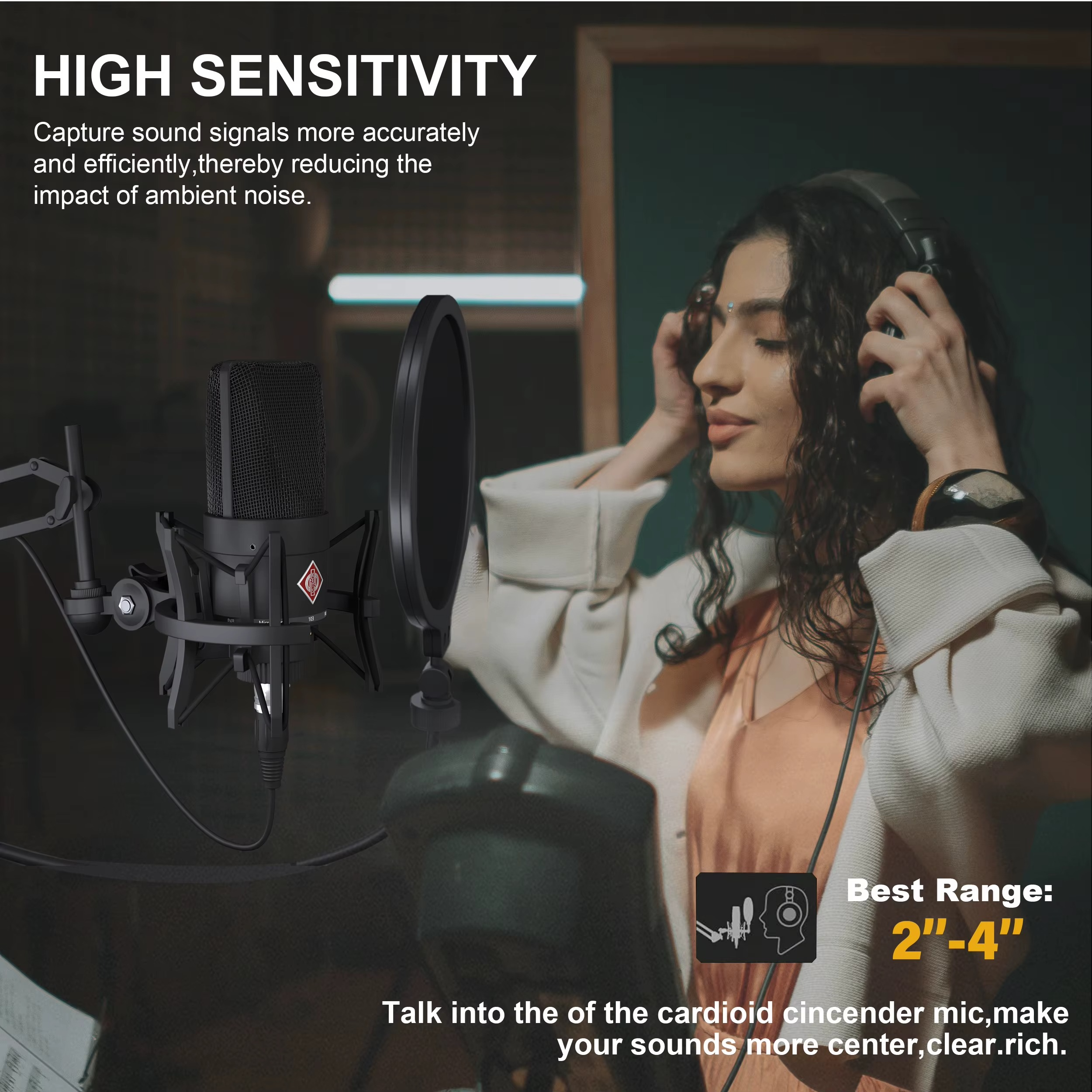 Magazaw professional studio condenser microphone with high sensitivity for clear sound capture in recording sessions