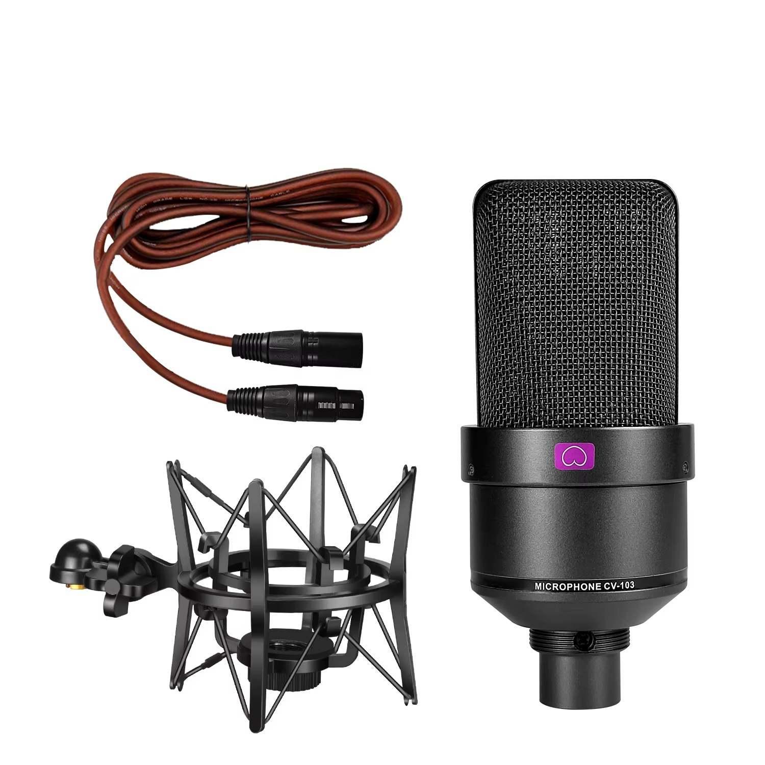 Magazaw professional studio condenser microphone with shock mount and XLR cable for high-quality recordings