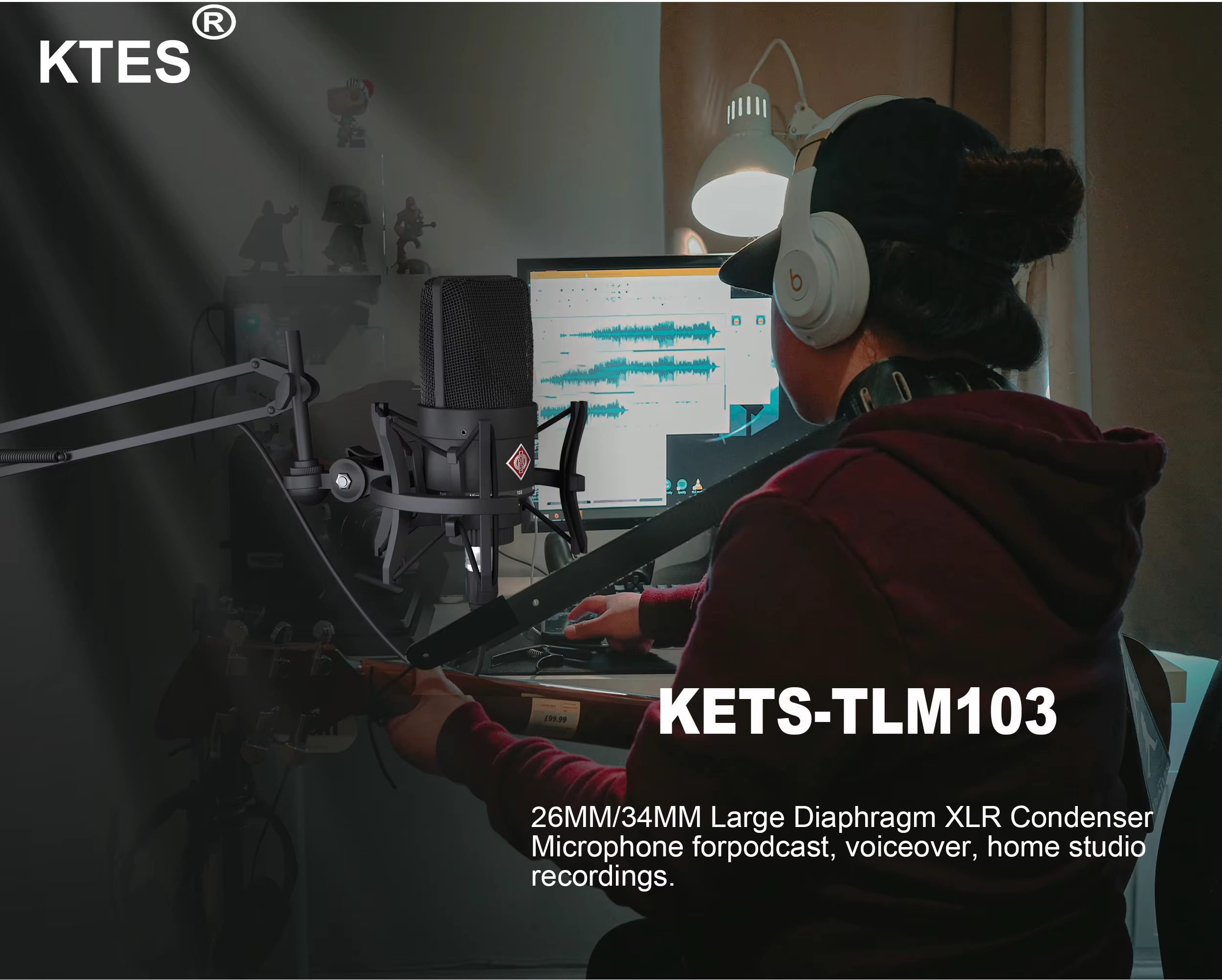 KETS-TLM103 professional studio condenser microphone for voiceover and home studio recordings