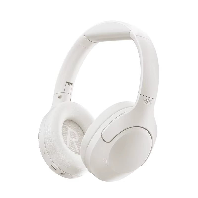 QCY H3 Lite Bluetooth headphones in white with a sleek design and comfortable ear cushions