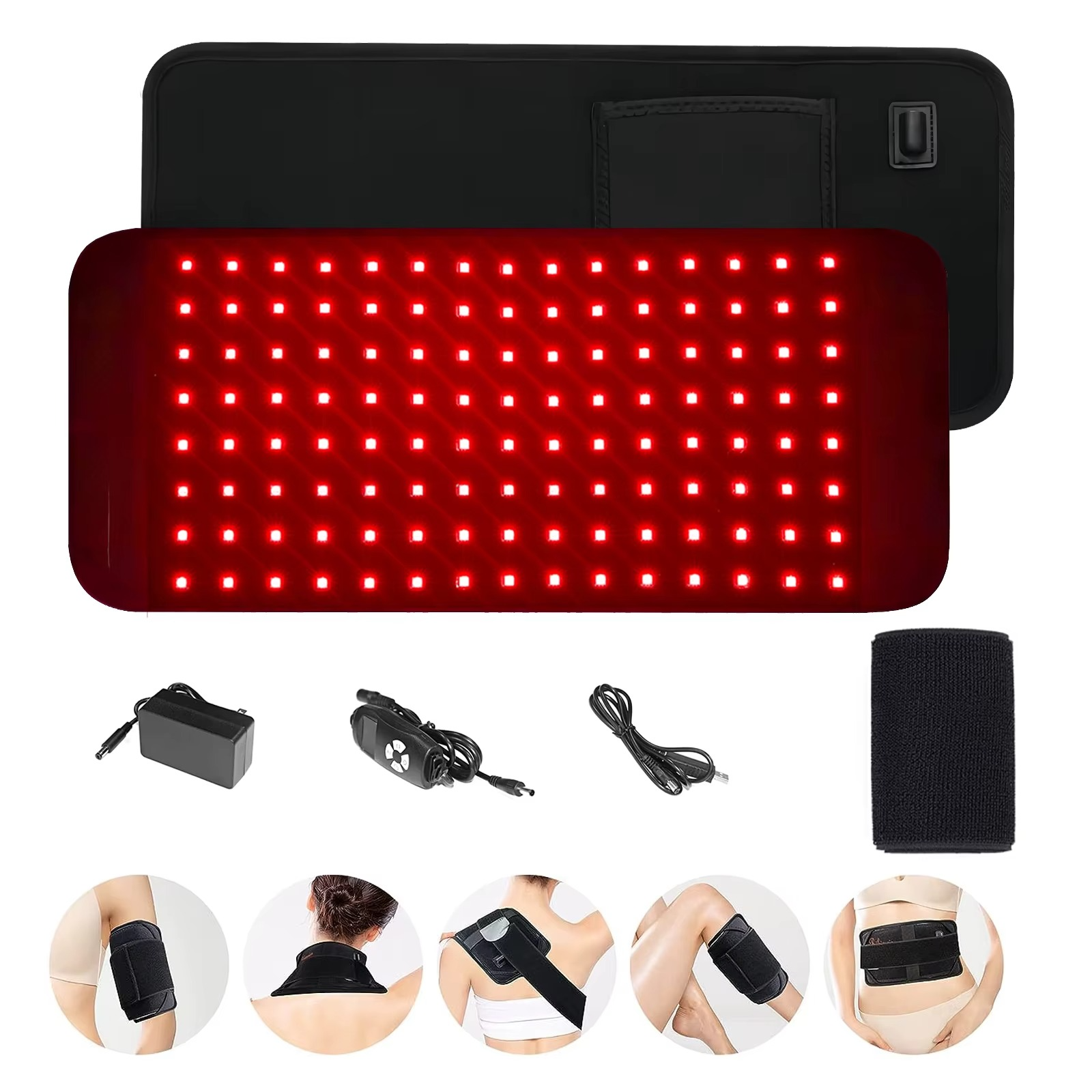 Magazaw red light therapy pad with adjustable strap and accessories for pain relief and skin rejuvenation