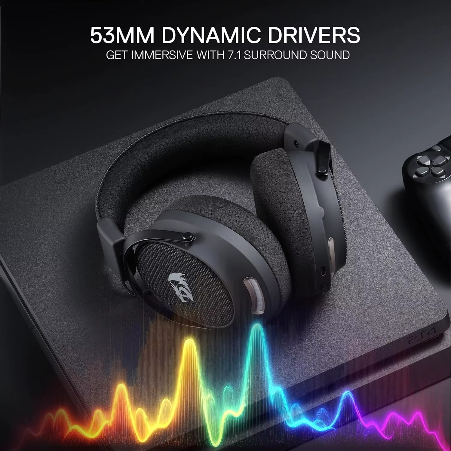 Magazaw Redragon H858 wireless headset featuring 53MM dynamic drivers for 7.1 surround sound