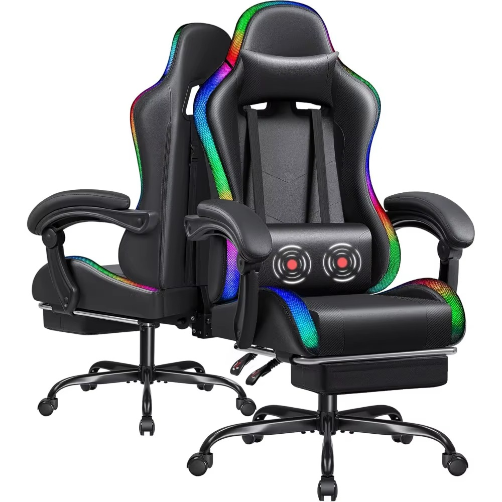 Magazaw RGB gaming chair with lights featuring ergonomic design and adjustable arms