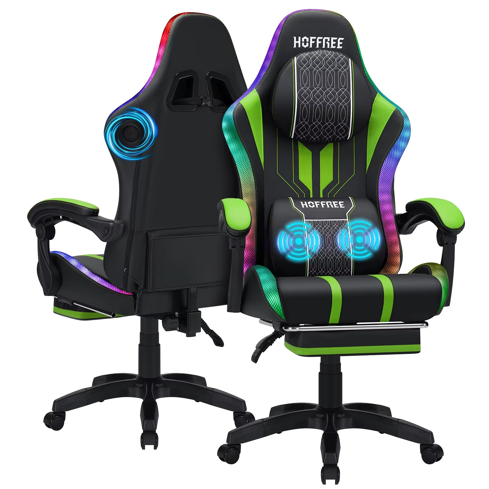 Magazaw RGB gaming chair with massage features ergonomic design and adjustable components