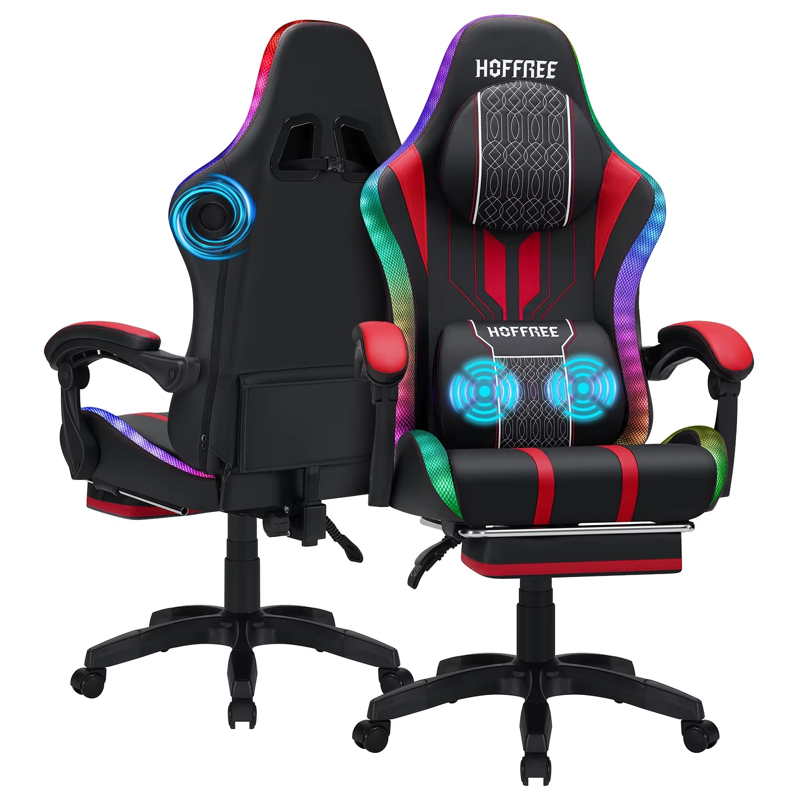 Magazaw™ RGB gaming chair with massage features and ergonomic design for ultimate comfort