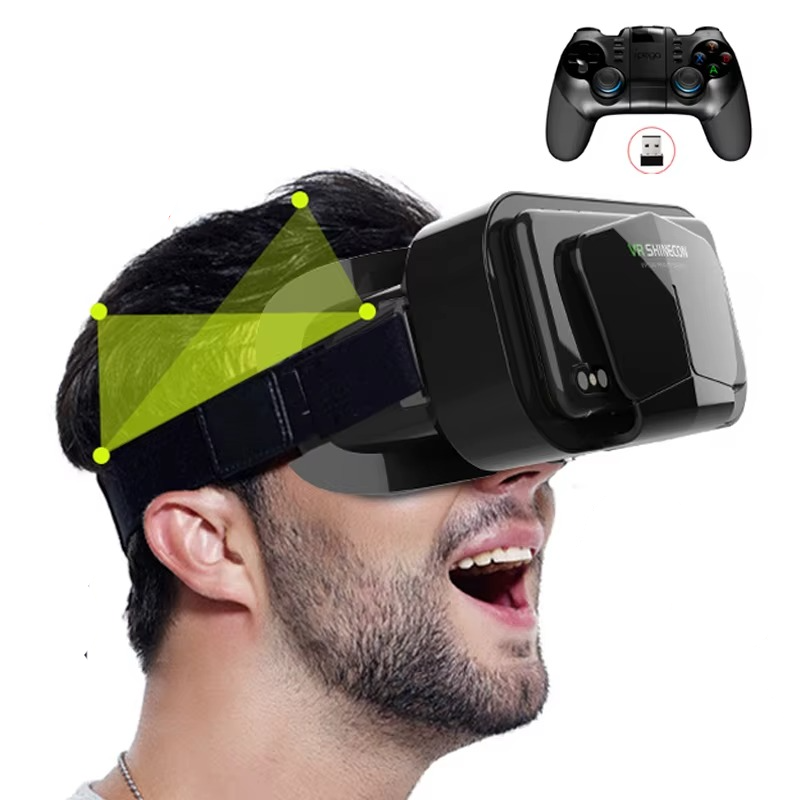 Shinecon VR headset for smartphones with adjustable straps for immersive gaming experience