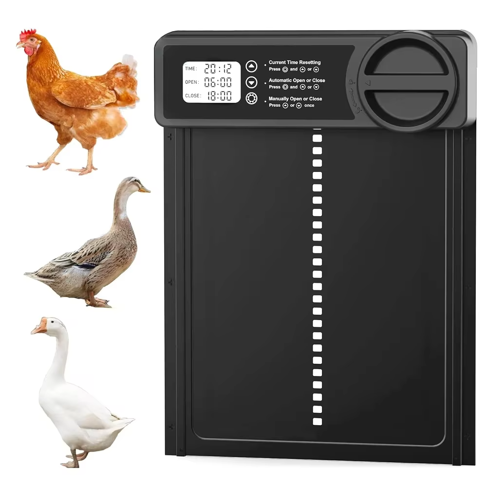 Magazaw smart chicken coop door opener with programmable timer and sensor for poultry safety