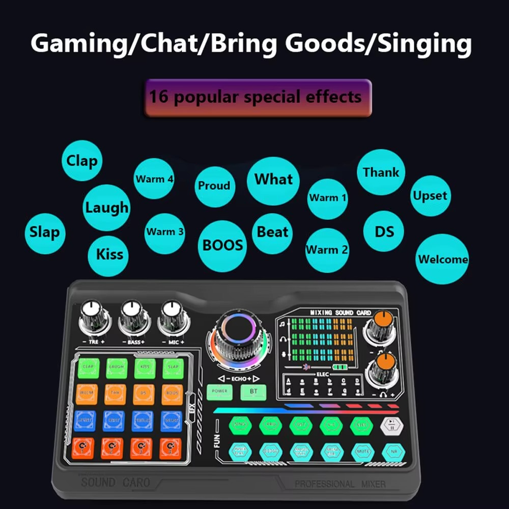 Magazaw podcast microphone kit featuring sound mixer with 16 special effects for gaming and chatting