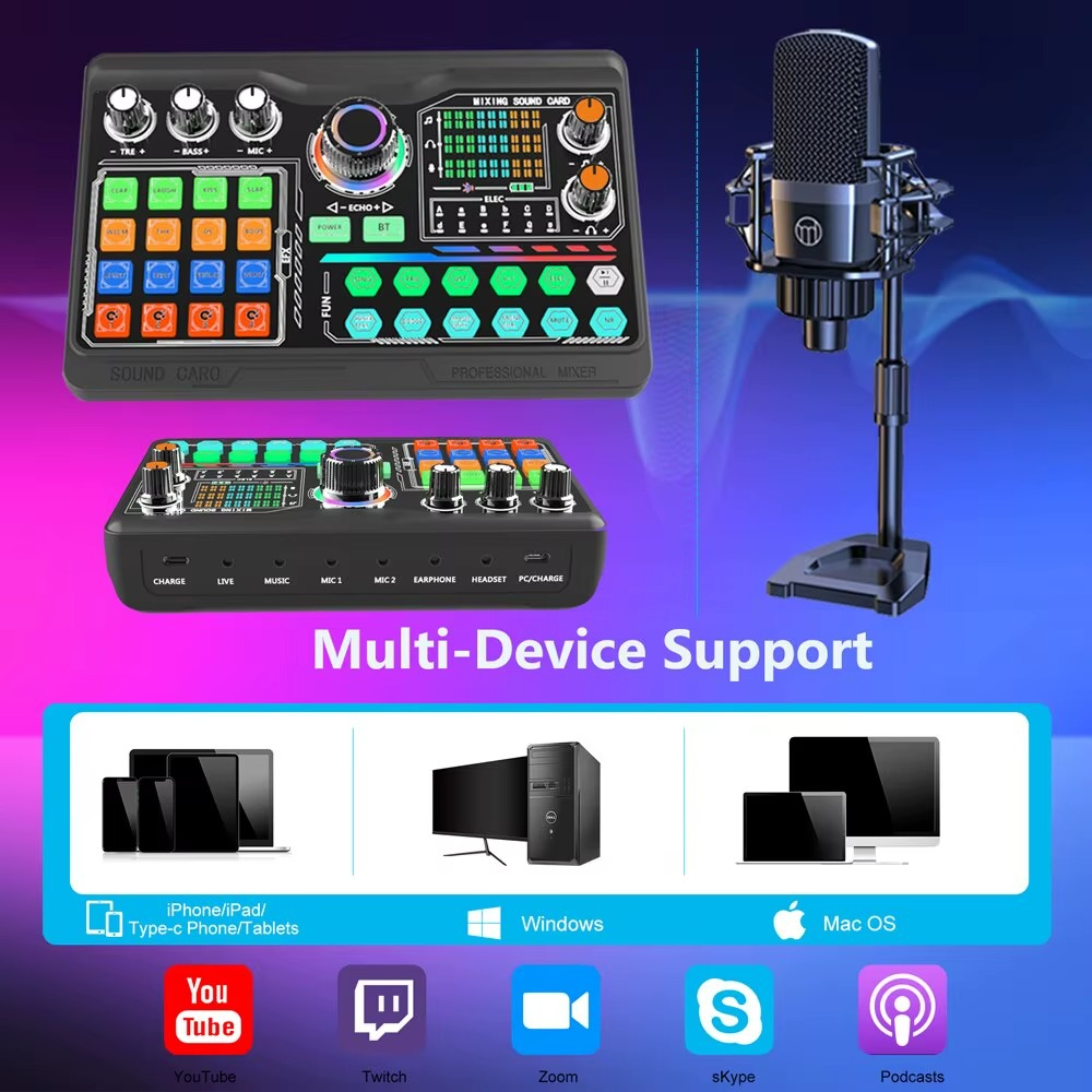 Magazaw podcast microphone kit with multi-device support and audio mixer for quality streaming