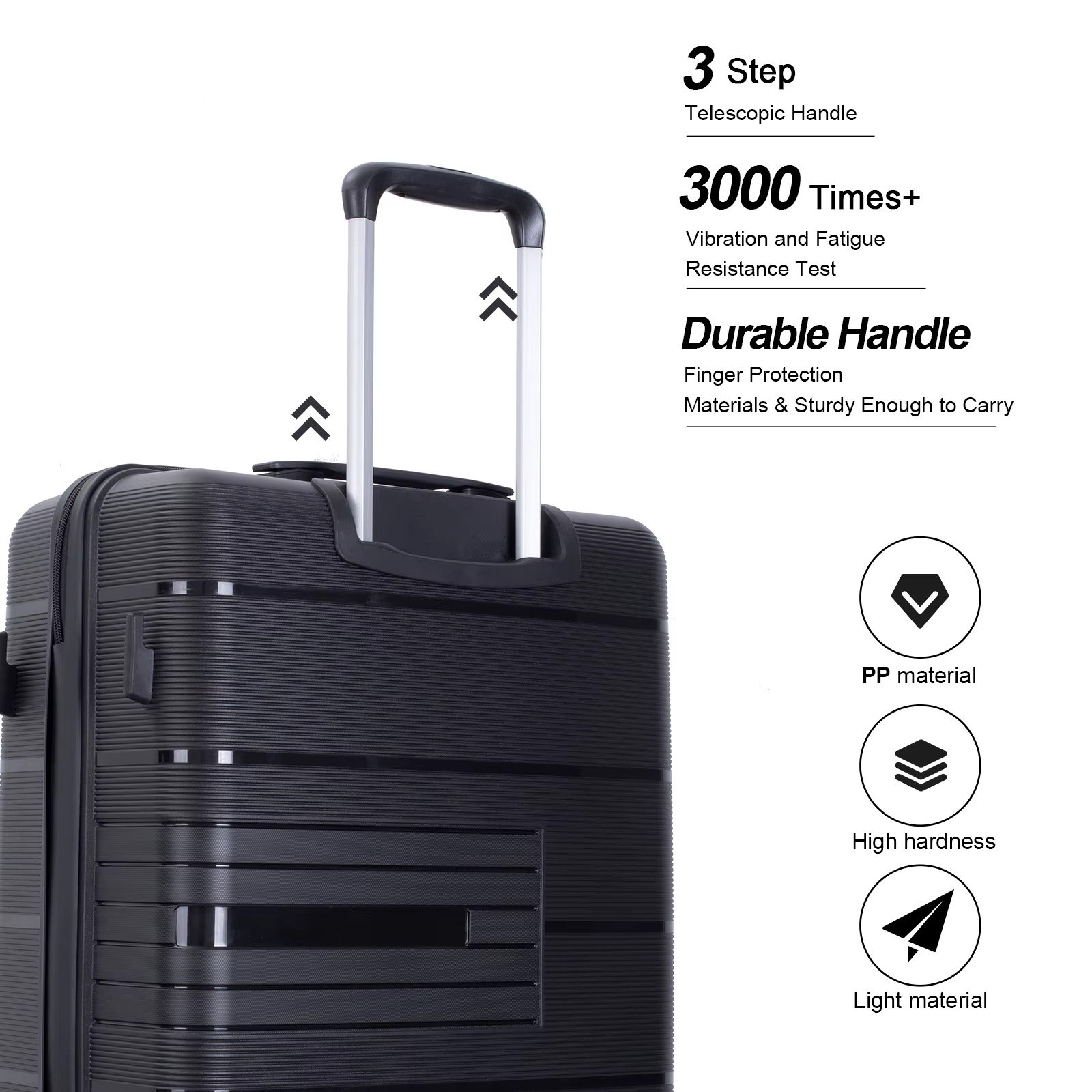 Magazaw lightweight luggage set with durable handle and three-step telescopic design