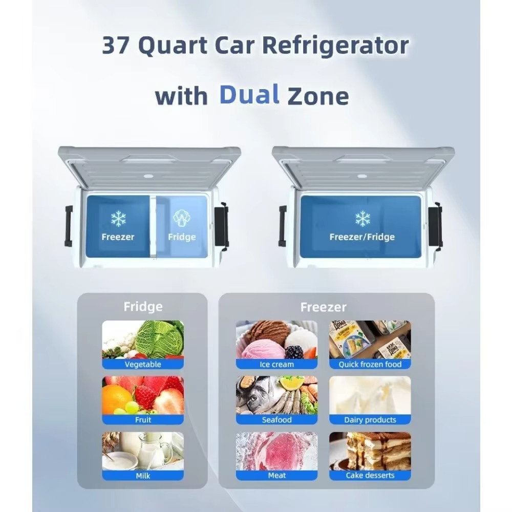 Magazaw 37 Quart Portable Car Refrigerator 12V with Dual Zone for Freezer and Fridge uses