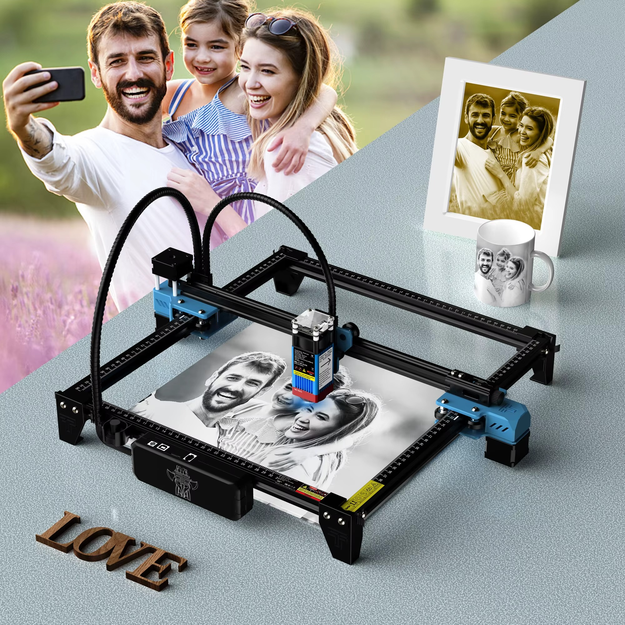 Twotrees TTS-55 Pro Laser Engraver with customizable photo engraving for personalized gifts