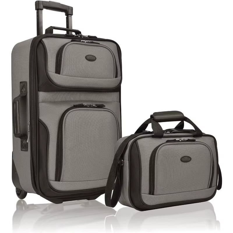 Magazaw lightweight carry-on luggage set in gray featuring rolling suitcase and matching travel bag