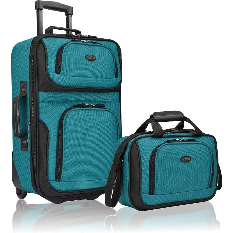 Magazaw lightweight carry-on luggage set in teal color with wheels and detachable bag for easy travel