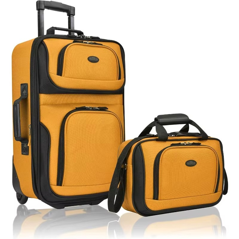 Magazaw lightweight carry-on luggage set in vibrant orange with wheels and detachable bag