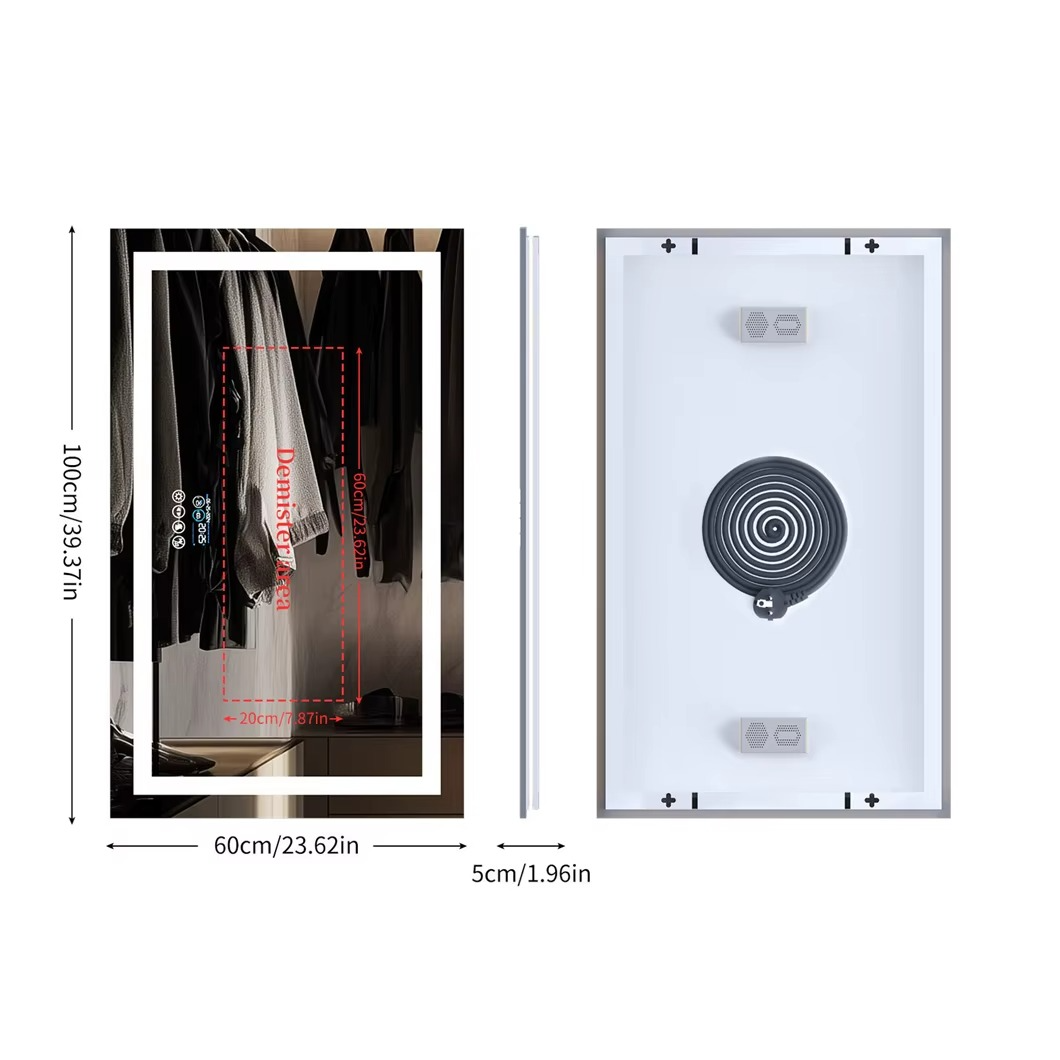 Magazaw XXL smart vanity mirror with Bluetooth featuring sleek design and adjustable settings