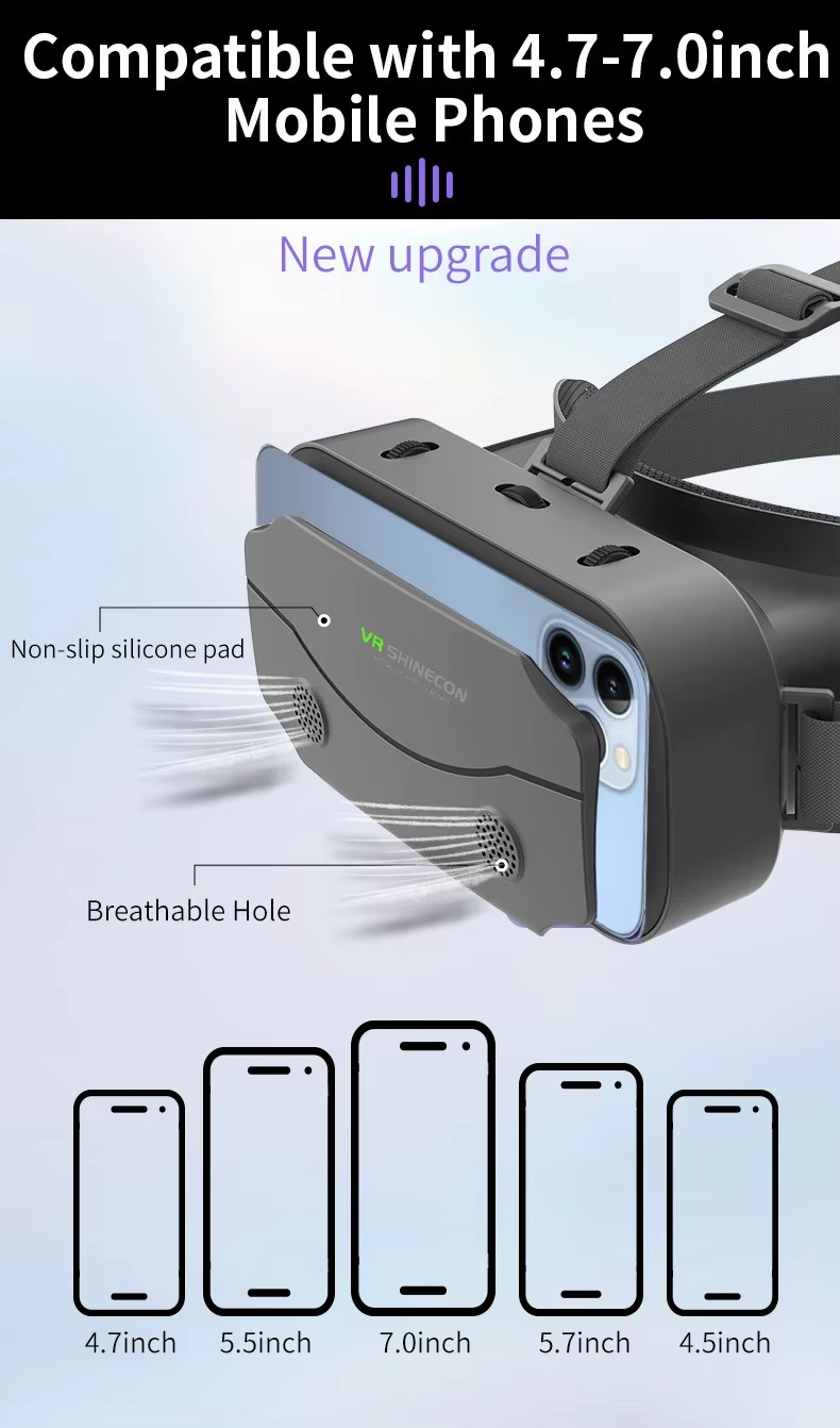 Magazaw VR headset for smartphones with non-slip silicone pad and breathable hole for comfortable use