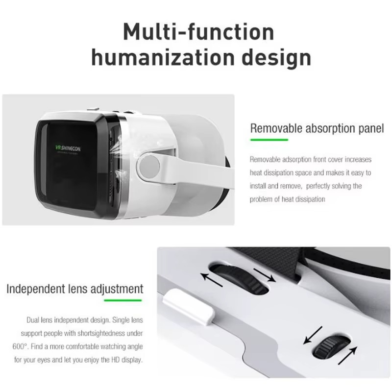 Magazaw Wireless 3D VR headset with removable absorption panel and independent lens adjustment features